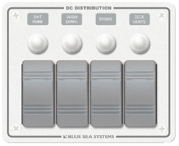 BLUE SEA SYSTEMS 8272 4 POS. HORIZONTAL WHITE PANEL