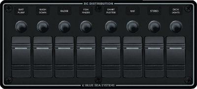 BLUE SEA SYSTEMS 8371 PANEL H2O CB 12VDC 8 POS
