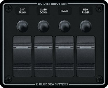BLUE SEA SYSTEMS 8372-BSS PANEL H2O CB 12VDC 4 POS BLACK